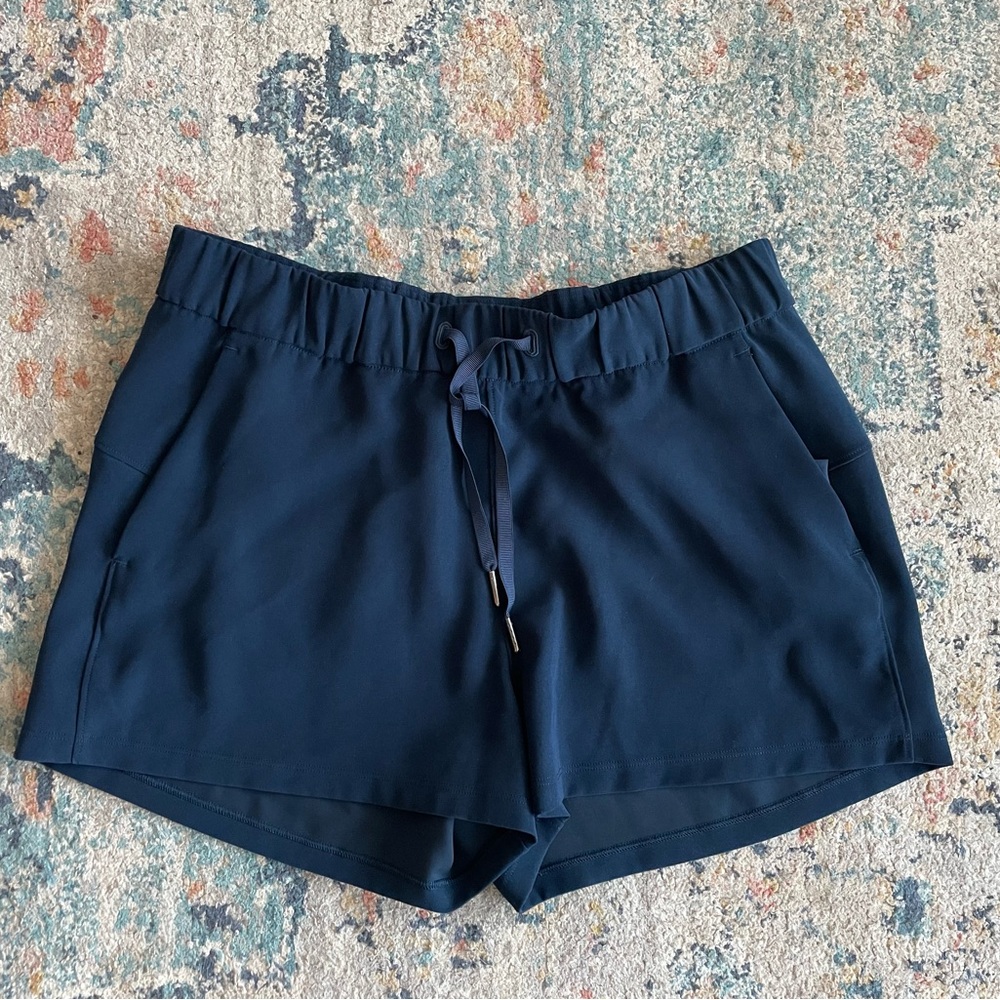 Lululemon Women's On the Fly Navy Blue Shorts size 10 2.5” inseam